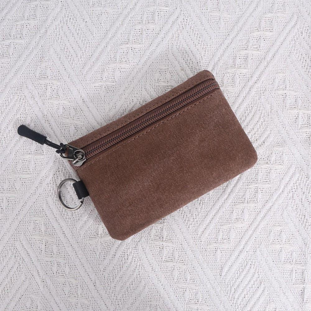 Canvas Mini Coin Wallet Bag Solid Color Zipper Key Bag Money Pocket Purse Women Men Small Card Holder Change Coin Purses