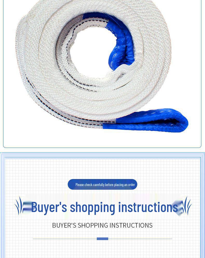 White Flat Lifting Sling - 2, 3, 5 Ton Capacities - Industrial Crane Fabric Hoist Rope