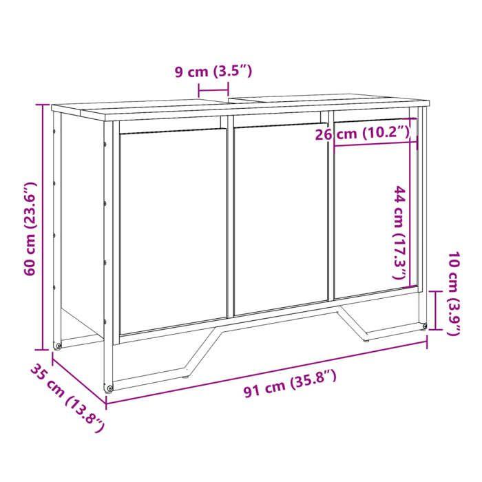 VidaXL Armoire lavabo de salle de bain chêne sonoma 91x35x60 cm, placard lavabo de salle de bain, meubles de salle de bain, 848660