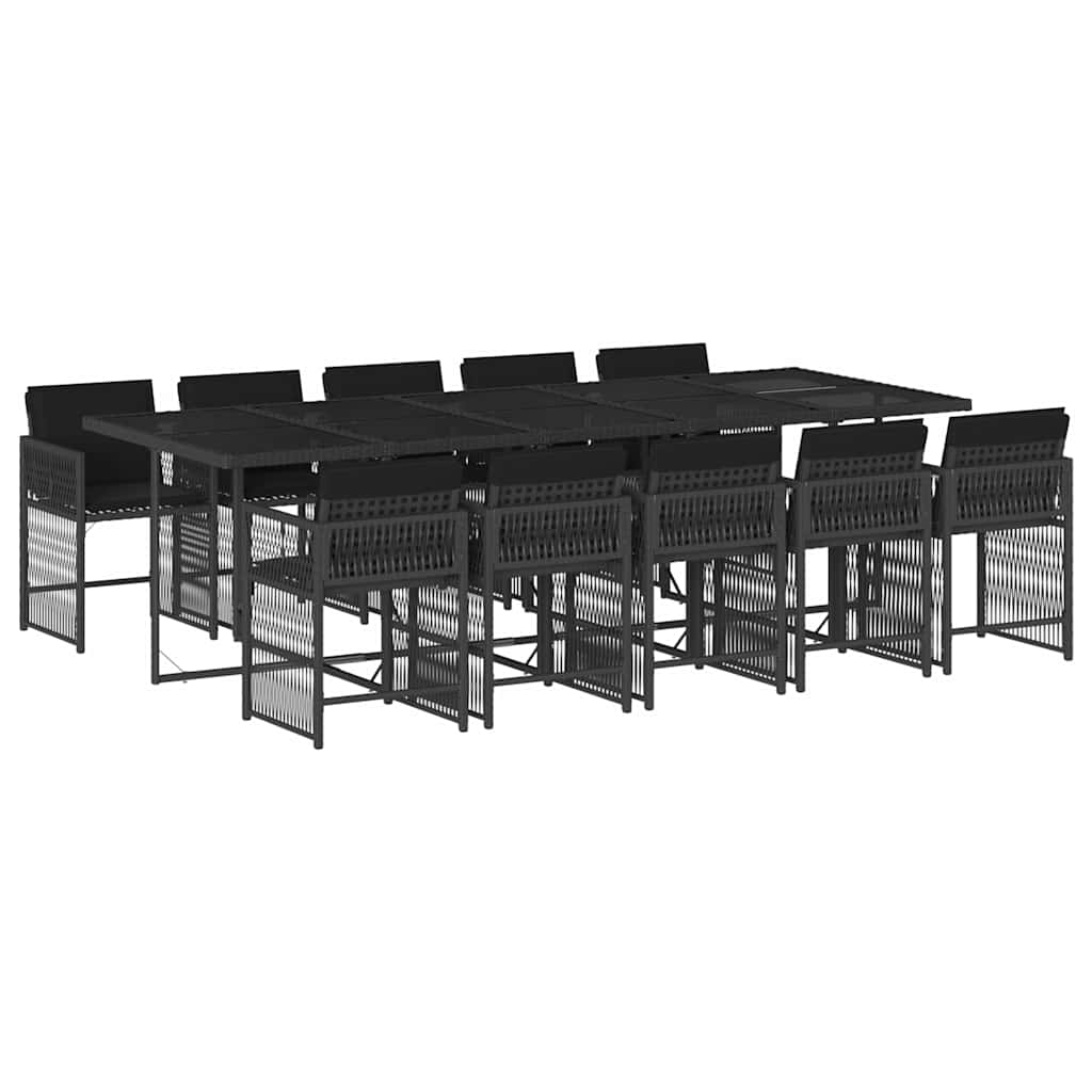 Vidaxl 11-Cz. Zestaw Mebli Do Ogrodu, Z Poduszkami, Czarny Rattan Pe