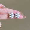 Flower Imitation Pearl Earrings Light Luxury High-End Design Earrings Sweet Elegant Delicate Earrings Women's New Party Jewelry