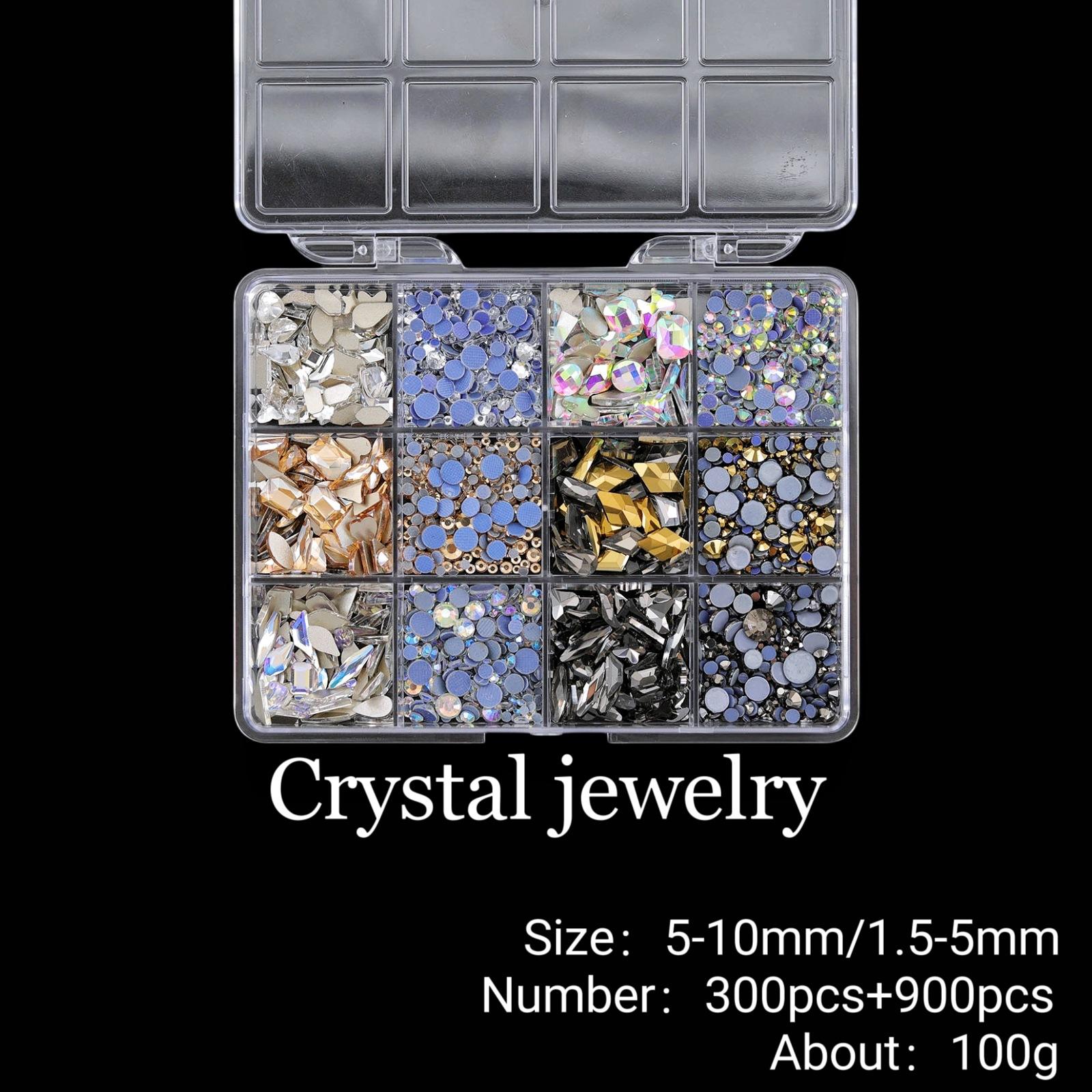 

Набор украшений для дизайна ногтей из 12 сеток со стразами для дизайна ногтей с плоским дном и бриллиантами особой формы 12 grid square box
