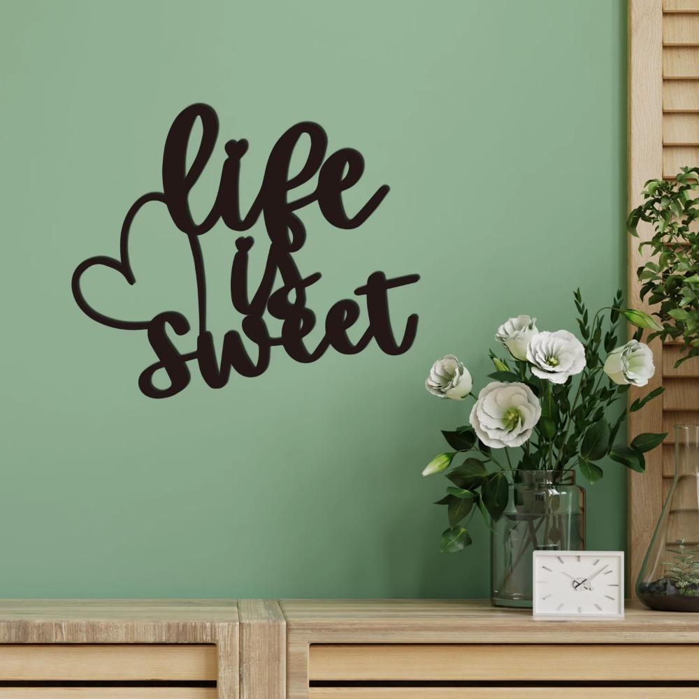 1pc "Life Is Sweet" Metal Wall Art Charming Wall Decor for Living Room, Bedroom, Office, & Dining Room Stylish Lobby Decoration