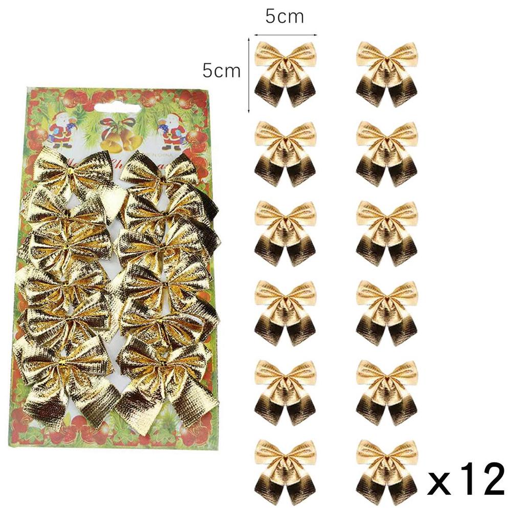 12-teiliges Weihnachtsbaumschmuck-Set: Rote, goldene, silberne dekorative Schleifen