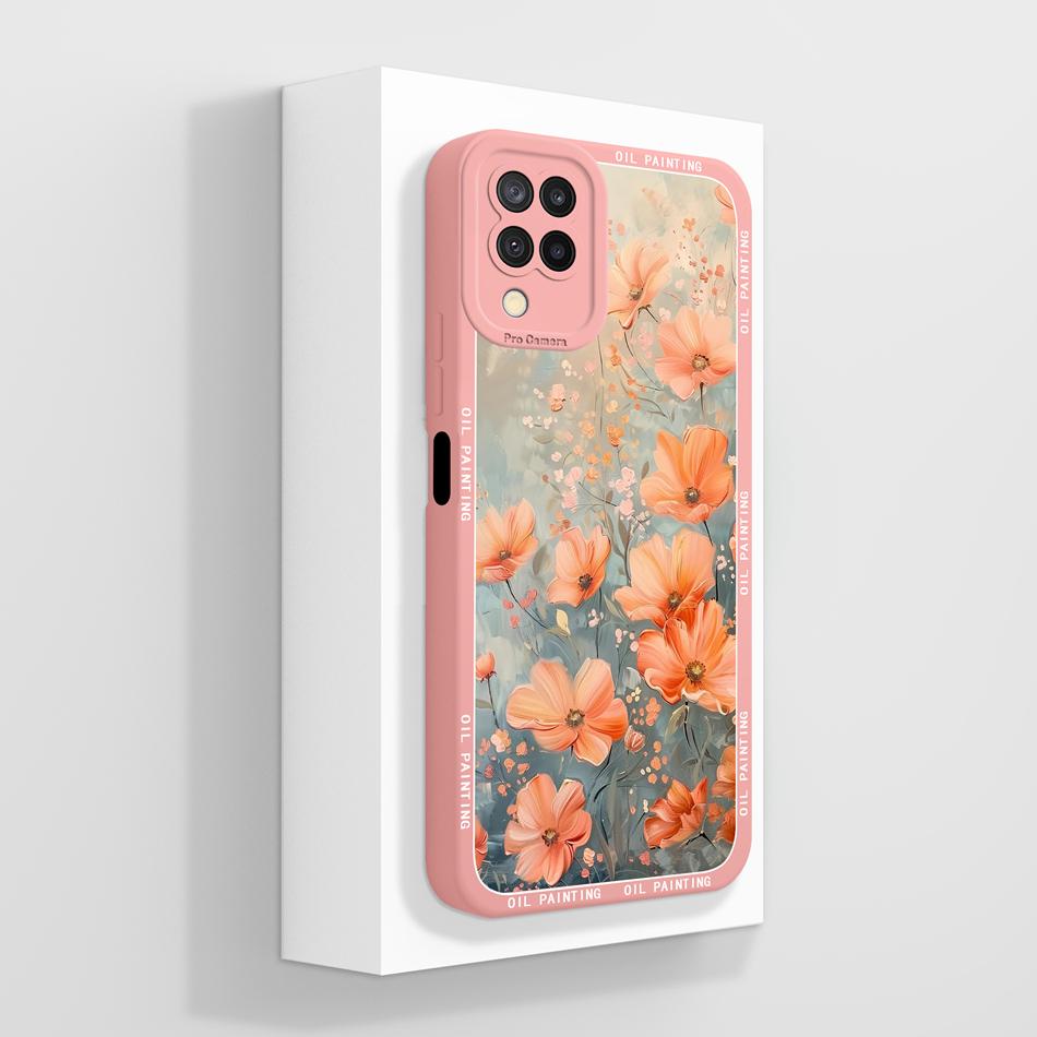 

For Samsung Galaxy A12 M12 F12 Case Pretty Butterfly Full Coverage Phone Cover Anti Slip Soft Smooth Liquid Silicone Shell Galaxy A12
