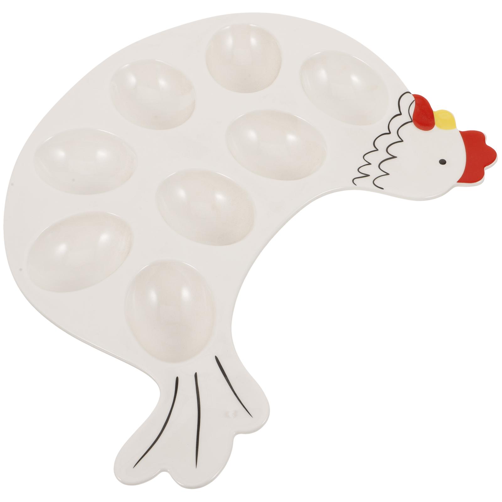 10Inch Ceramic Easter Egg Tray Deviled Egg Serving Platter Egg Bowl Decorative Home Kitchenware Bowls Plates Trays 27.50X20.80X2.00CM