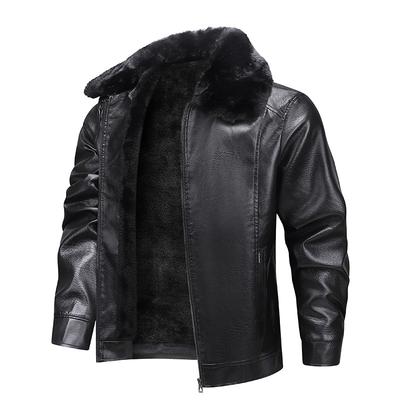 Winter Samt Dicke Lederjacke Herren Revers Lederjacke Herren Winddicht und Wasserdicht Herren Oberbekleidung