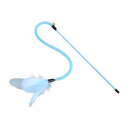 

Interactive Cat Wand Toy Cat Feather Toy with Bell Elastic Mesh синій