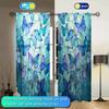 2 Panels Purple Blue Glass Butterfly Printed Curtains - Heat-insulating   Suitable for Decorating Curtains in Various Rooms