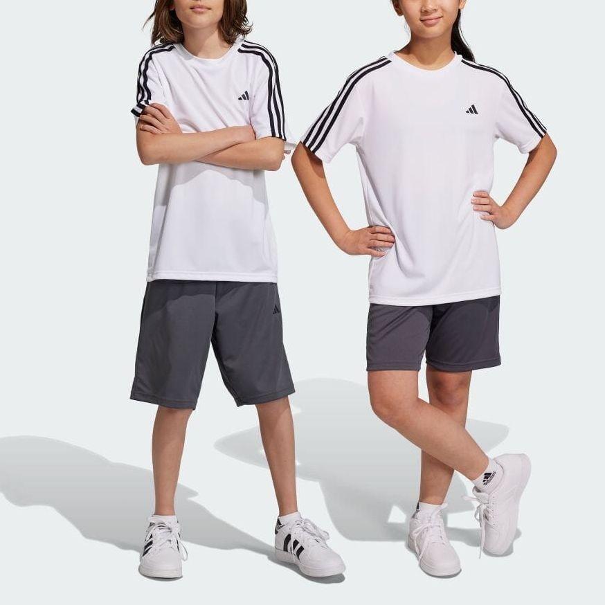 Adidas Loose Fit Round Neck Striped Logo Print Set Casual Sports Set Kids sets HS1608