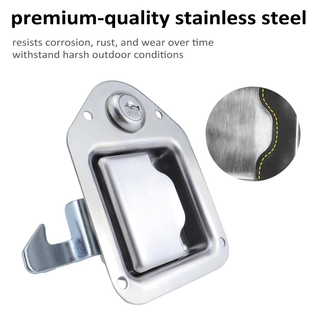 Truck Tool Box Latch Stainless Steel Pull Handle Lock for Electrical Cabinet Trailer, Control