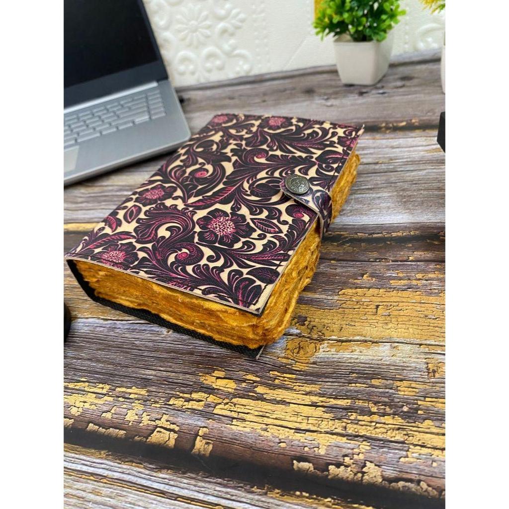Leather Journal Notebook - Sketchbook Diary Book of Shadow Spell Book Handstitched Writing Journal with Colorful Paper Gift for Women