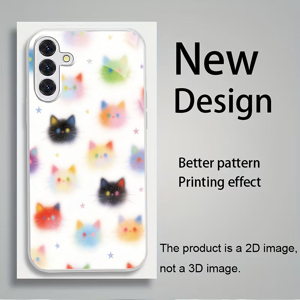 Water droplet cat silver plated glass phone case suitable for Samsung Galaxy S26 S25 S24 S22 S21 S20 FE/Ultra/Plus anti fall