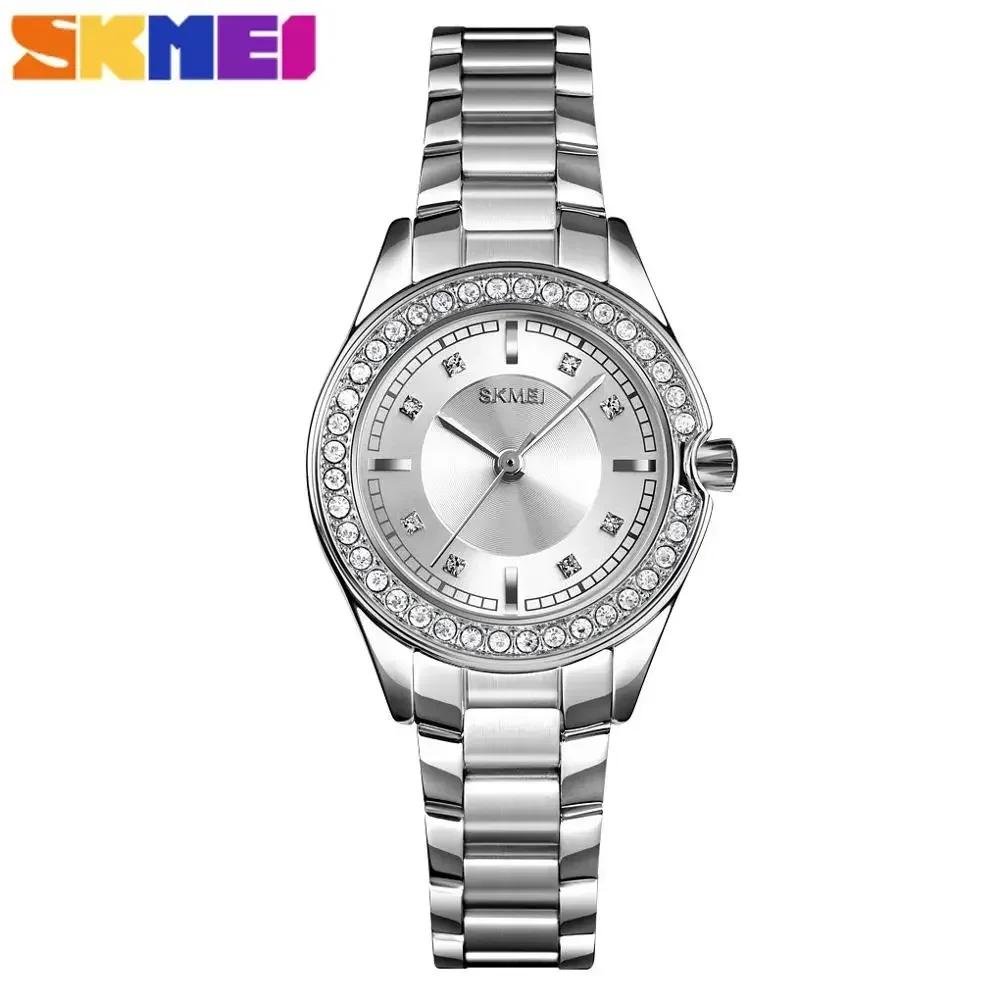 SKMEI 1534 Quartz Watch Innovative Diamond Wristwatches Lady Watches Waterproof Stainless Steel Strap Reloj Mujer Fashion Women