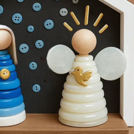DIY Button Nativity Scene Craft Kit with Buttons & Beads Handmade Christmas Ornament Activity