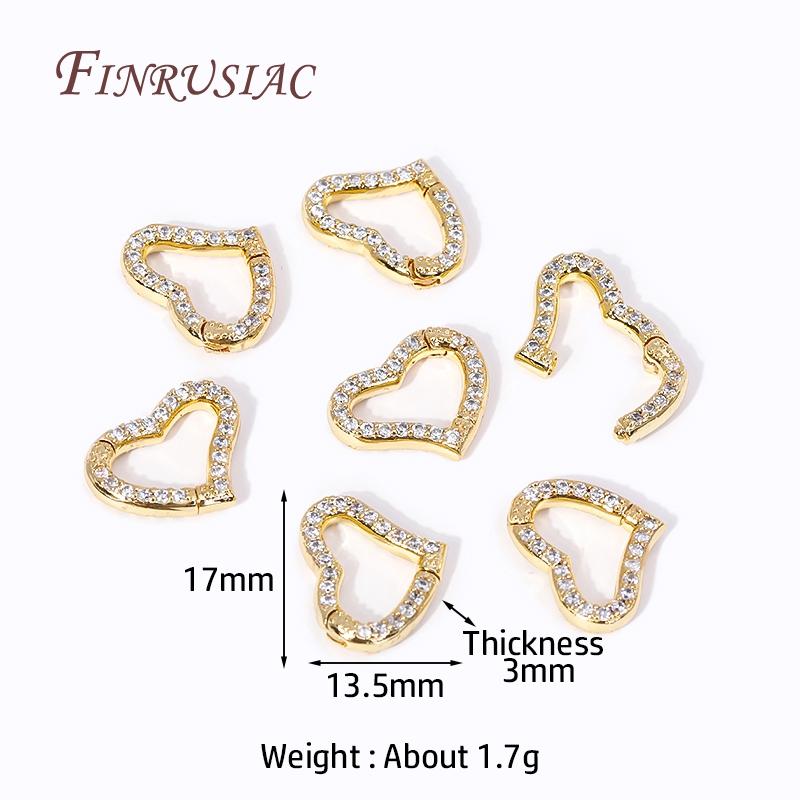 

18K Gold Plated Zircon Heart/Cross/Bone/Square Clasps Buckle/Carabiner Lock,Carabiner Clasp DIY Jewelry Making Accessories 1 Piece
