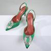Fashion 2025 Spring And Summer New Pointy Fairy Wind Transparent Rhinester High Heels With Silk Crystal Sandals Woman  Pumps