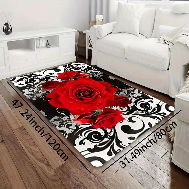 1 piece/8mm thickness JIT rose pattern bathroom rug, kitchen mat, living room rug, bedroom rug, indoor doorway mat, machine washable, entrance door