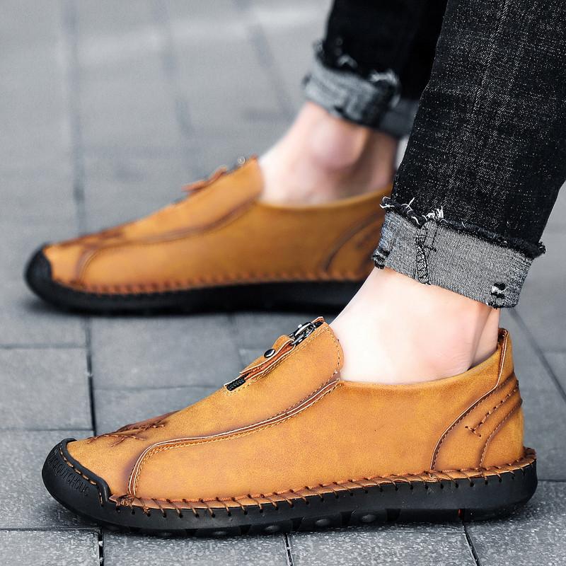 

Модная мужская повседневная кожаная обувь ручной работы, уличная мужская обувь для вождения на мягкой подошве, лоферы 44 жёлтый