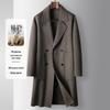 Men's Double-Breasted Drop Shoulder Wool Trench Coat - Wide Fit, 100% Wool, Autumn/Winter Casual Jacket