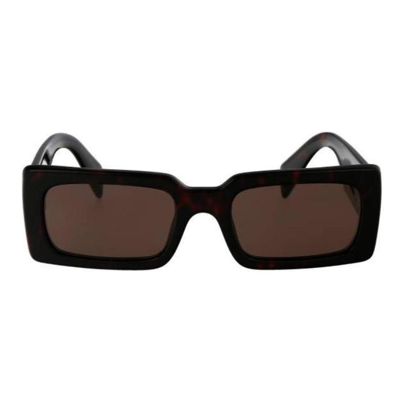 Prada Temple Lettering Rectangular Sunglasses Women's Brown