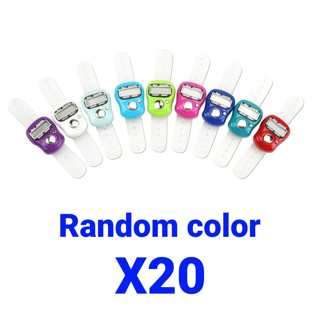 20pcs Random Colors Mini Electronic Finger Counter Ring LED Digital Golf Finger Hand Ring Tally Counter Pedometer Household