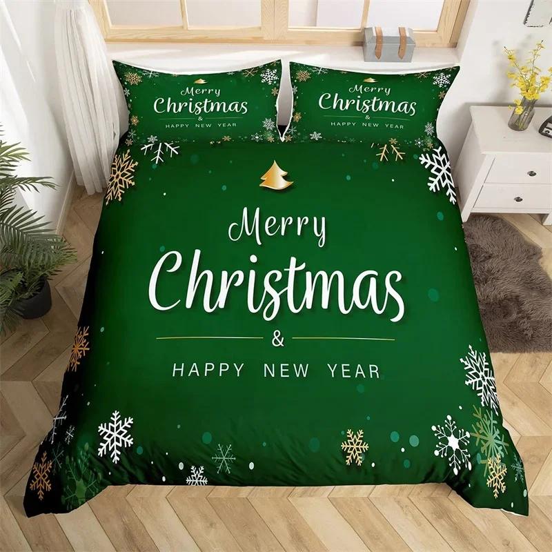 Weihnachts-Bettbezug Cartoon Schneemann Hirsch Rentier Bettwäsche-Set Einzelgröße Mikrofaser Niedlich Lebkuchen Strumpf Bettdeckenbezug