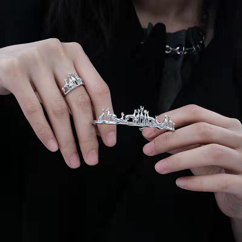 Korean Version of Personalized Doberman Ring Girls Fashion Retro Design Sense Puppy Opening Adjustable Ring