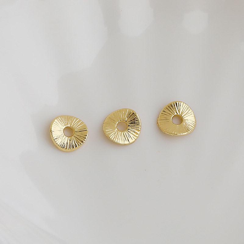 14K Gold Plated Striped Wavy Disc Beading Material for DIY Jewelry Accessories