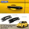 For Fiat 500 2008-2024 Abarth 595 595C 695 695C 2012-  2024 ABS Carbon Fiber Pattern Glossy Black Car Door Handle Trim