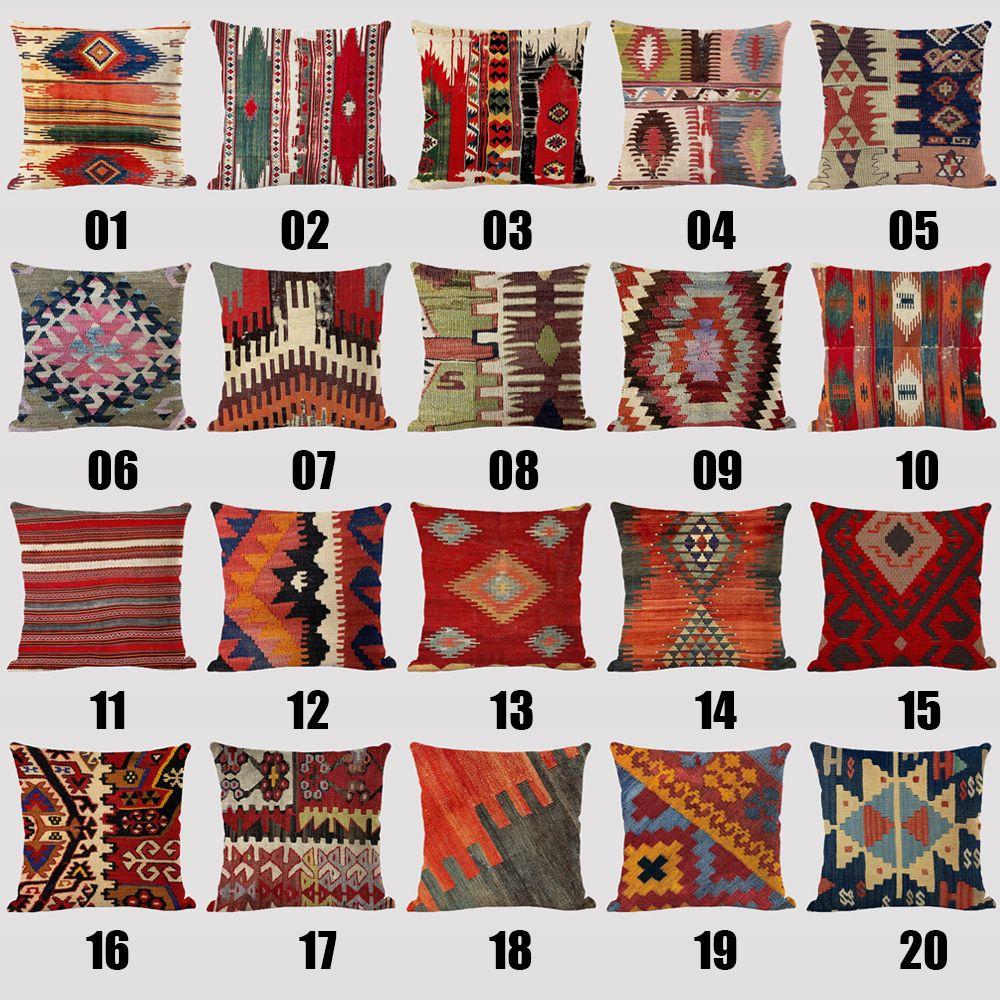 Geometría Hogar Sala de Estar Sofá Decoración Funda de Cojín Patrones Bohemios Funda de Almohada Funda de Almohada Funda de Almohada de Lino