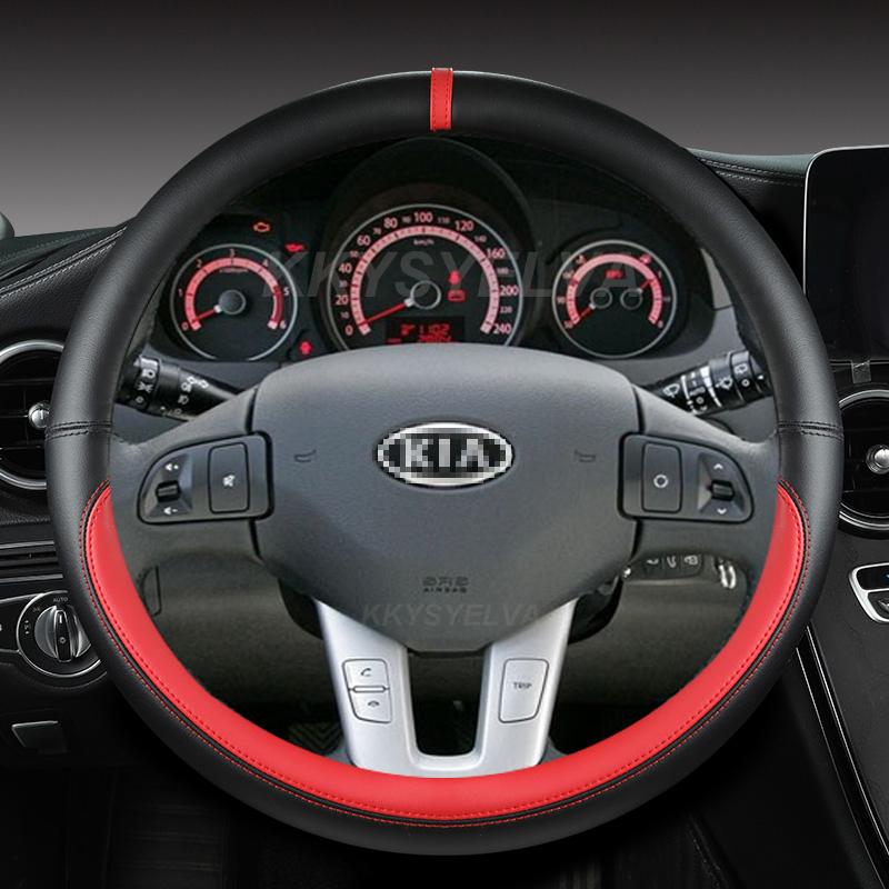 

Шкіряний чохол на кермо з мікрофібри для Kia Sportage 3 2011-2014 Kia ​​Ceed Cee d 2010-2012 Авто аксесуари червоний