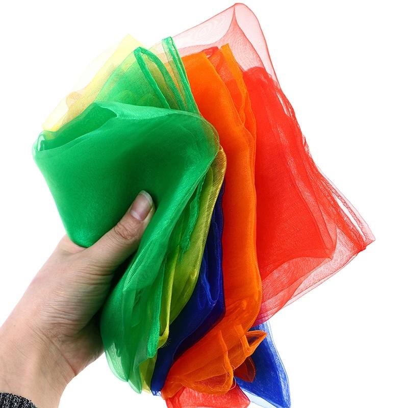 6Pcs Candy Color Square Dance Scarf Rhythm Scarves For Kids Children Movement Party Favors Magic Tricks Performance Props