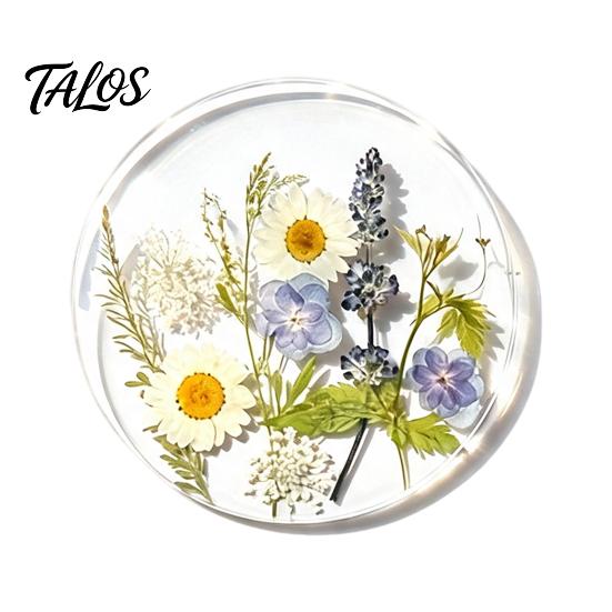 Kaffeebar-Essentials Blumendruck Acryl-Untersetzer, Rutschfeste Oberfläche Hitzebeständiger Schutz-Tassenuntersetzer, Wasserdichte Schreibtischmatte Transparent Rund