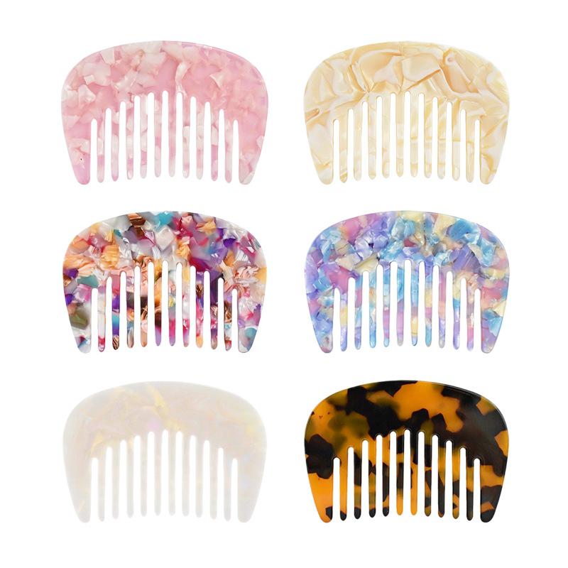 

European & American Marble Pattern Acetate Hair Comb: Anti-static, Portable, Fashionable Hairdressing Tool Light Tortoiseshell