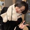 Imitation Cashmere Edge White Knitted Scarf for Women Autumn and Winter Korean Atmosphere Warm Student Neck Scarf