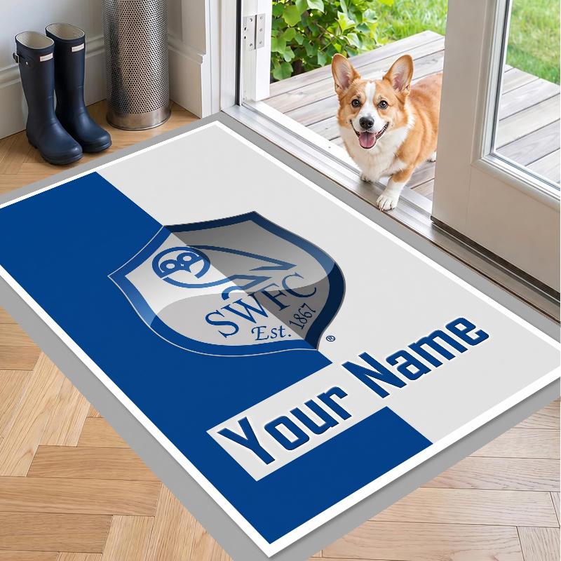 Custom Name Sheffield Wednesday Crystal Velvet Floor Rug Personalized Text Soft Carpet Home Decor