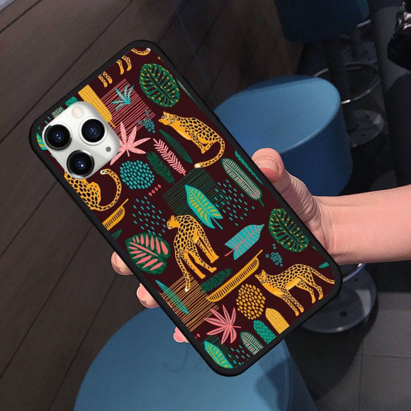 Tropical Plant Leopard Phone Case for iPhone 11 12 Pro XS MAX 8 7 6 6S Plus X 5S SE 2020 XR