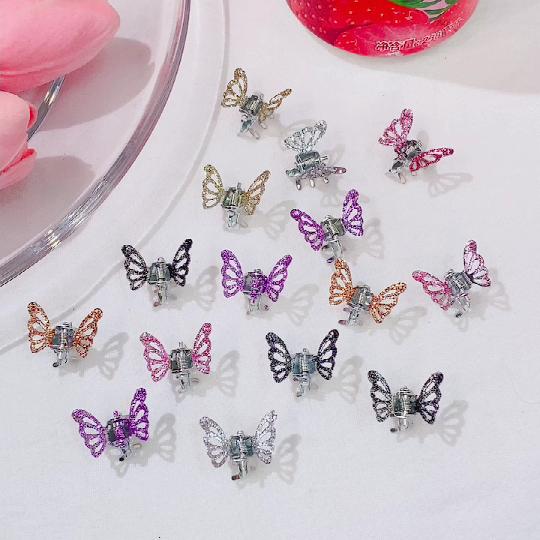 10pcs/set Women Girls Cute Butterfly Shape Small Hair Claws Ponytail Sweet Decorate Hair Clips Hairpins Hair Accessories
