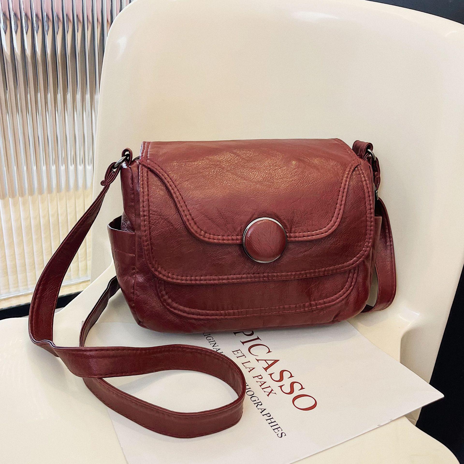 

Высококачественная женская сумка через плечо из натуральной кожи с большой вместимостью красный