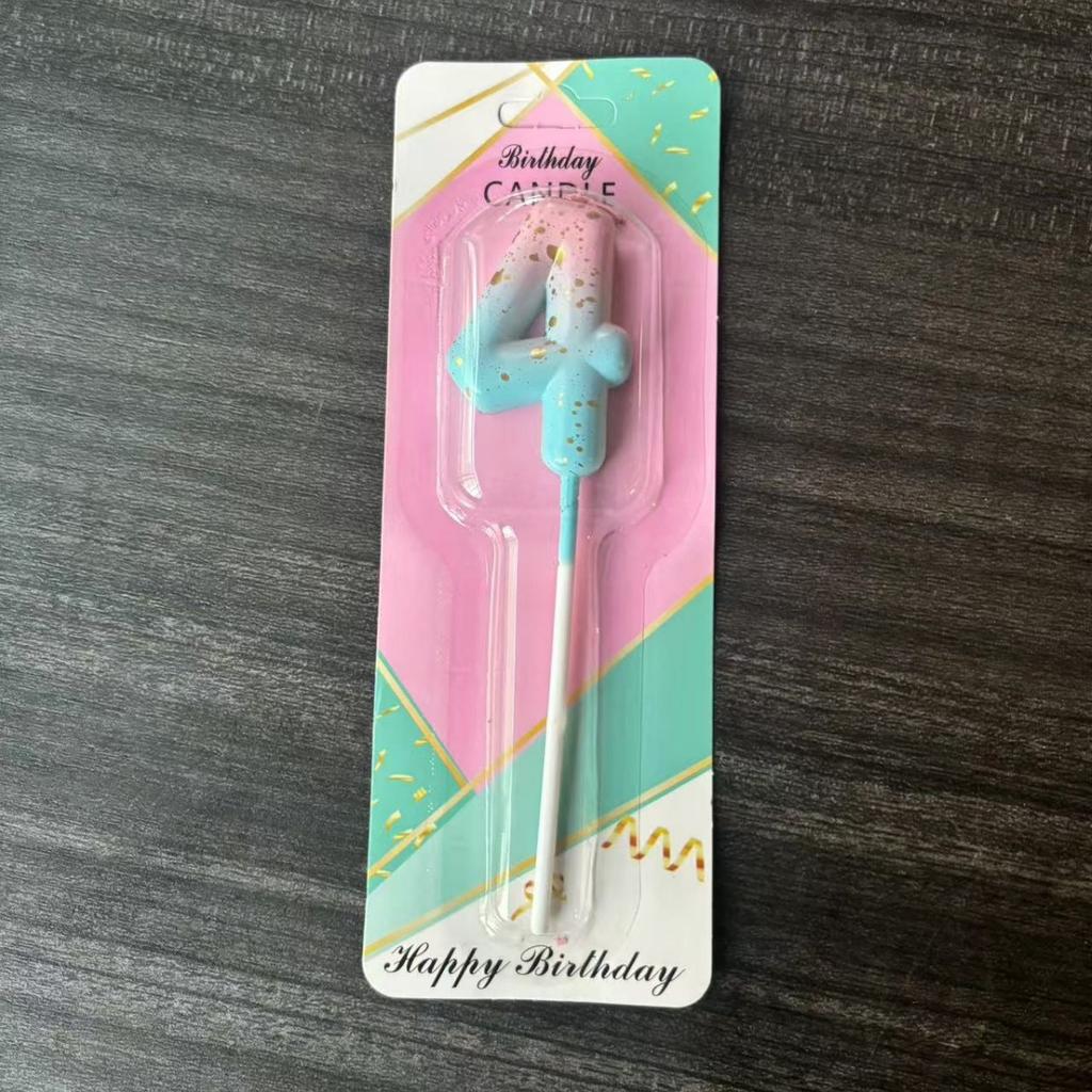 Ins Galaxy Gradient Digital Birthday Candle Ornament Pink Blue Purple Layout Party Cake Baking Plug-in Card