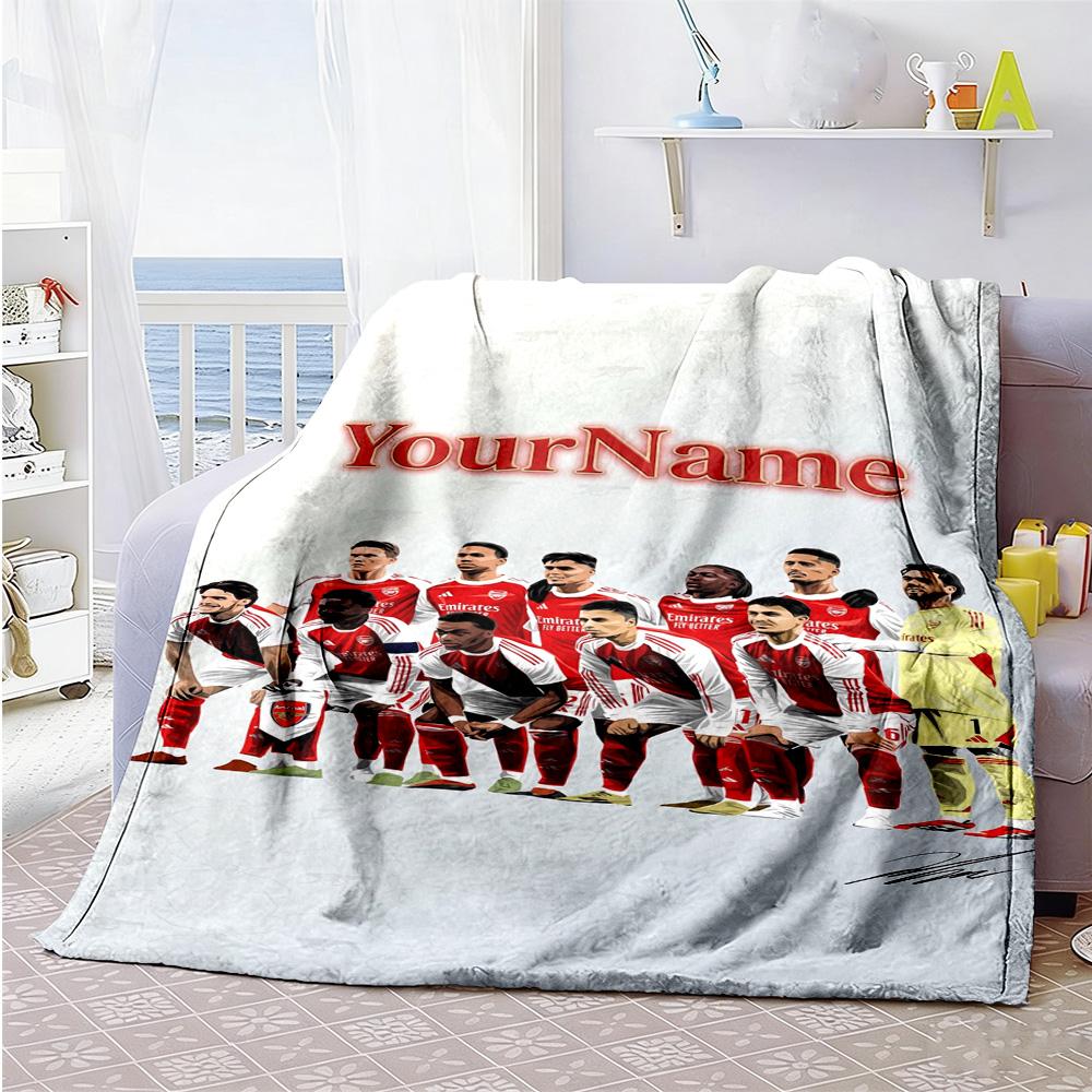 Arsenal Personalized Name Blanket Lightweight Customizable Blanket Soft & Cozy Throw For Living Room Seaside Home Decor Picnics All-Season Use