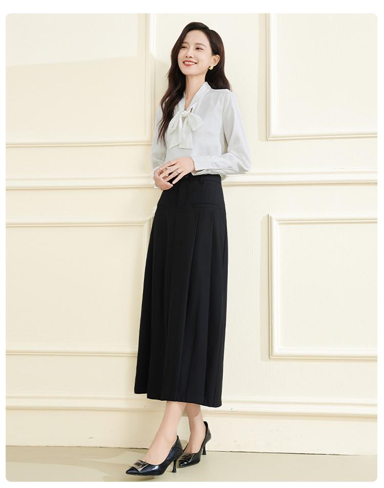 [Half length skirt] A-line high waist slimming long women's pleated skirt