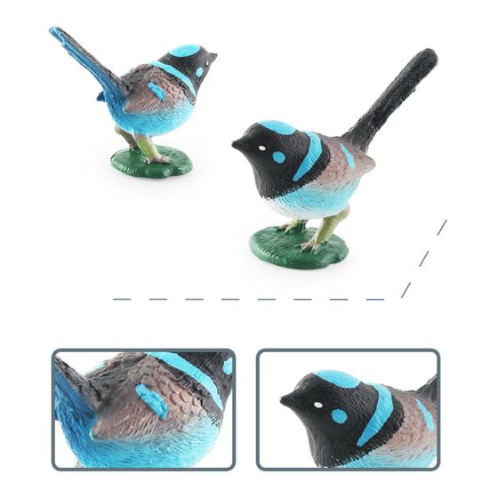 Feather Animal Model Simulated Magpie Pigeon Cuckoo Blue Wren Rusty-breasted Tit Solid Model Ornament PVC Bird Statue Figurine Desktop Decoration