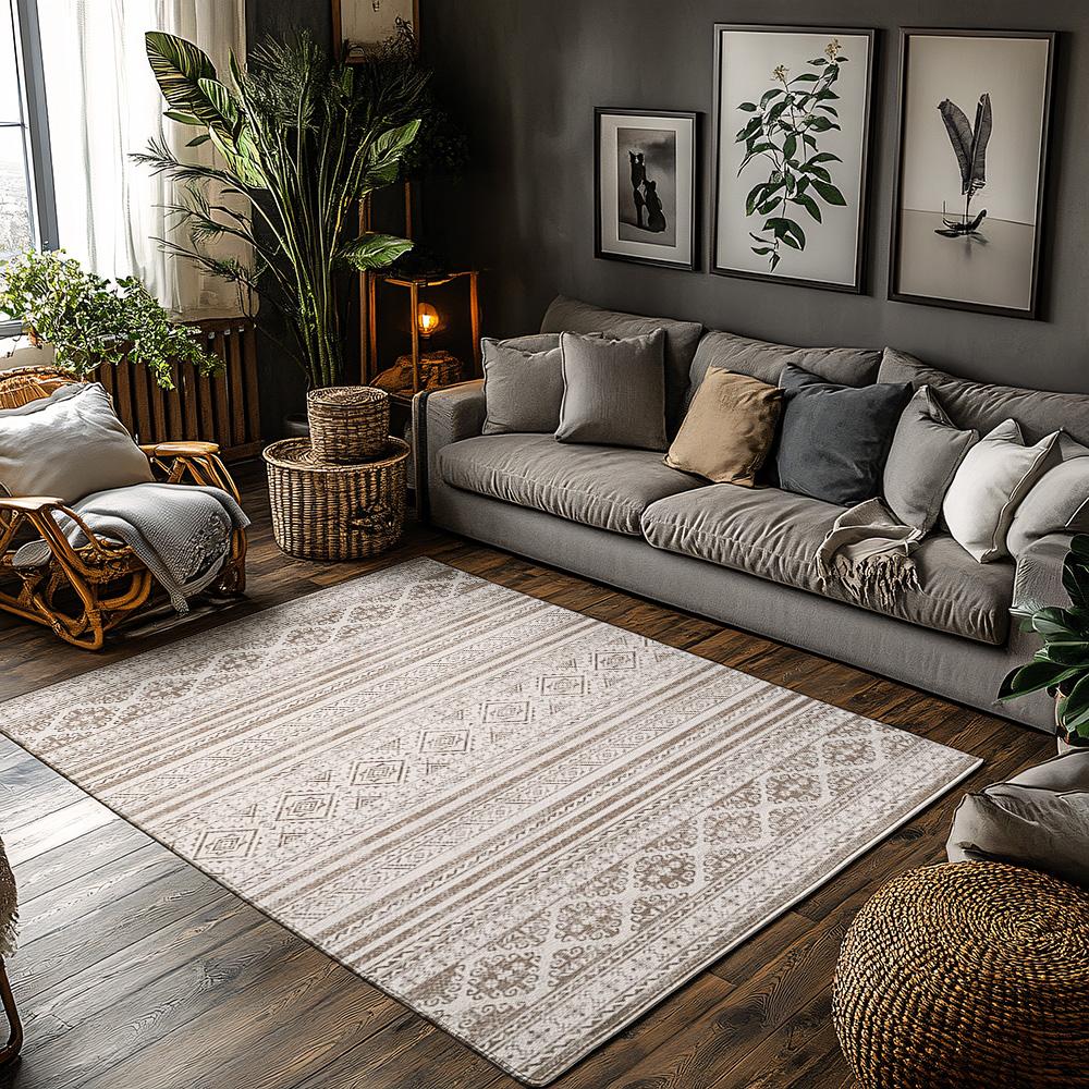 

Бежевый богемный ковер, ковер с цветочным узором, нескользящий ковер, натуральный коврик для гостиной для уютного домашнего декора 50x80cm20x31in