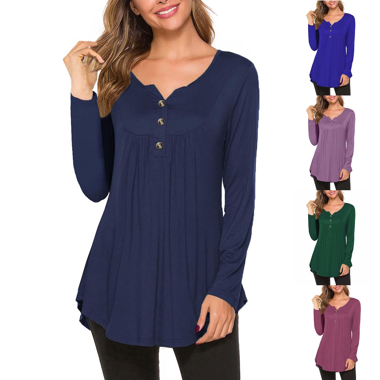 

Женская туника с коротким рукавом, свободные топы, повседневные топы больших размеров, плиссированная туника на пуговицах, повседневные летние весенние футболки, топы для женщин