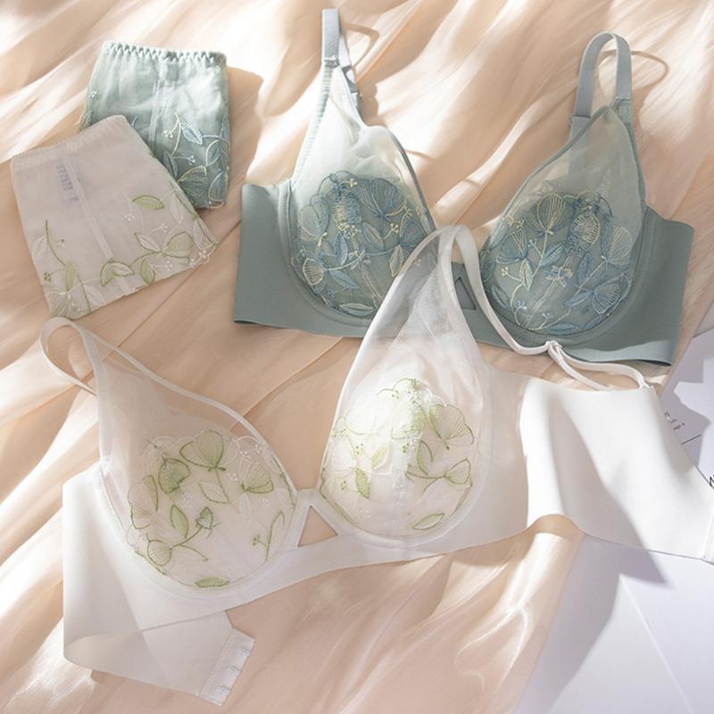 Ladies Sexy Soft Underwire Underwear French Lace Ultra-thin Bra