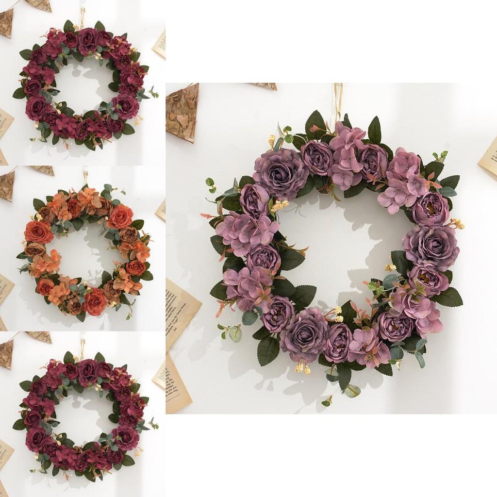 Autumn Artificial Peony Wreath With Silk Flowers For Holiday Door Wall Decor