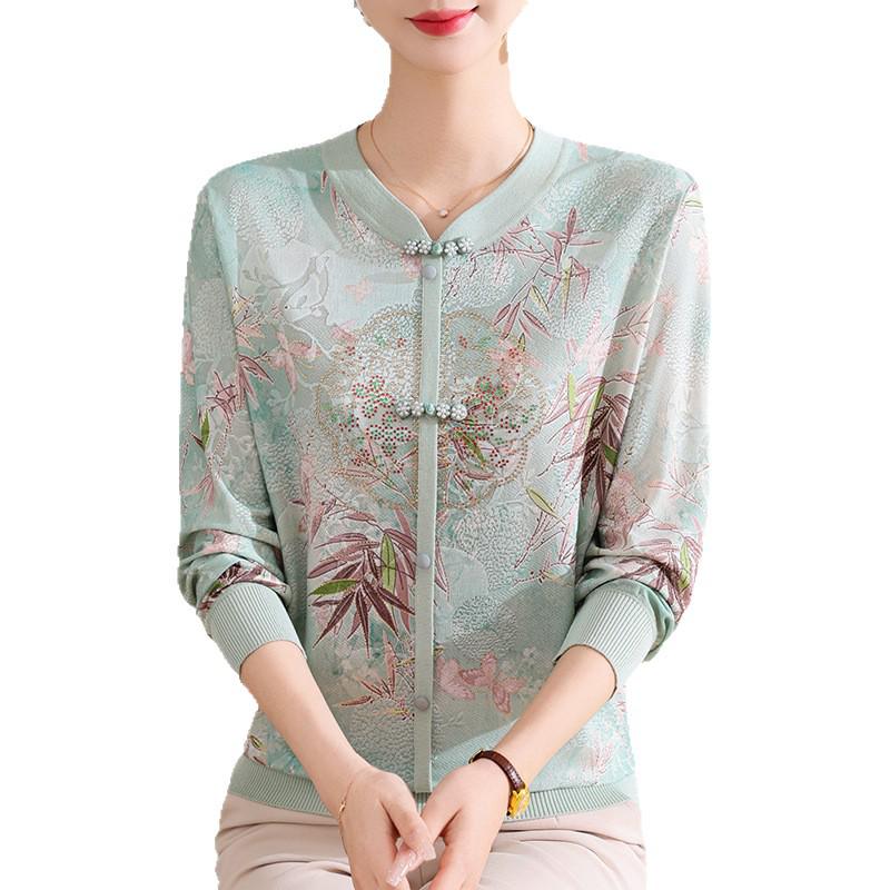2026 Stylish Long-Sleeved Knit T-Shirt for Middle-Aged & Elderly Women - Cool & Versatile Summer Top