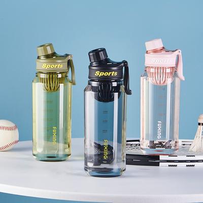 750ml Einfache Sportwasserflasche Outdoor-Reise Korea Tragbares Trinkgeschirr mit Tragegriff Skalenmarkierung Becher Trinkwasserflaschen